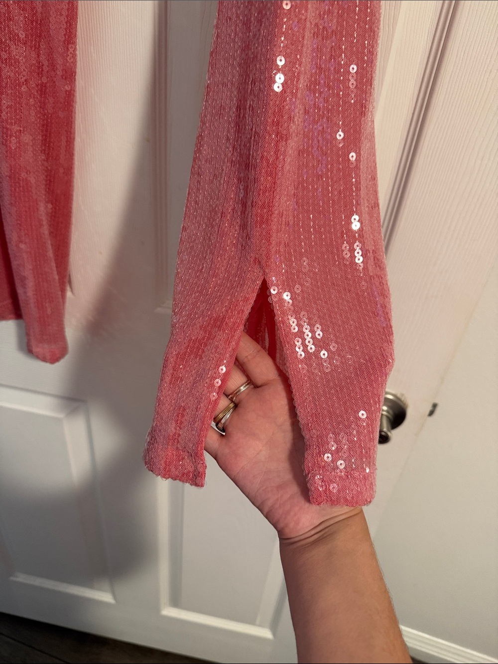 Kimchi Blue Pink Sequin Flare Pants - Picture 2 of 5